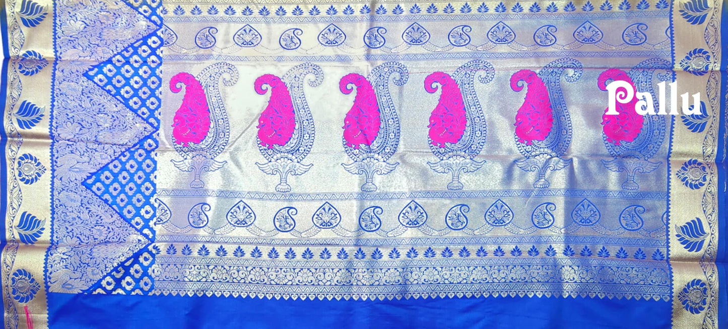 VFCollections Women's Kanchipuram Silk Pure Pattu Sarees With Blouse (VFC160-1)