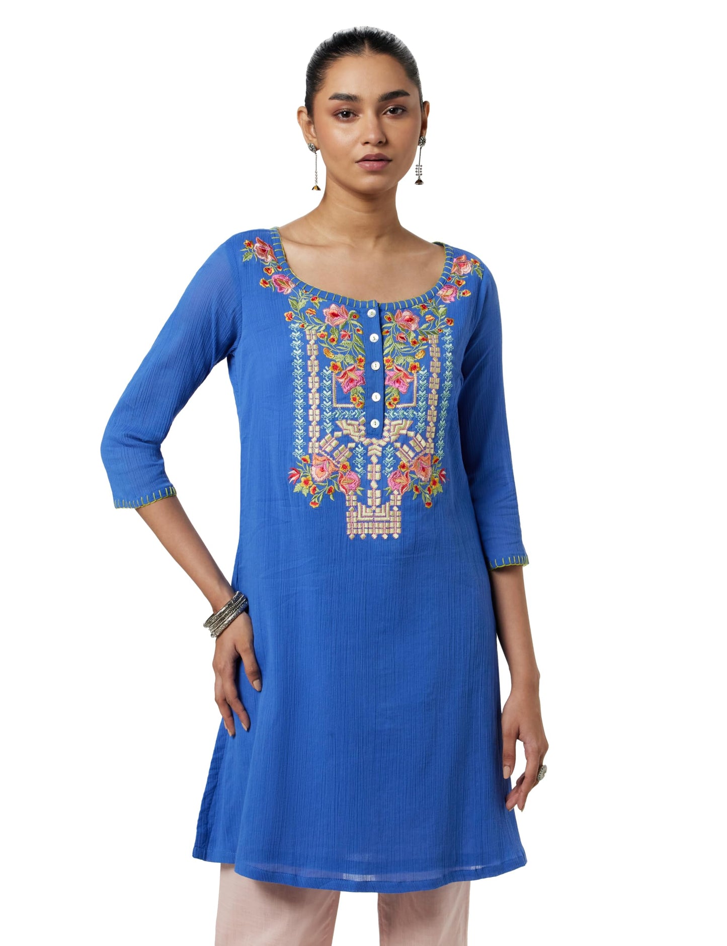 BIBA Women Cotton Straight Solid Kurta