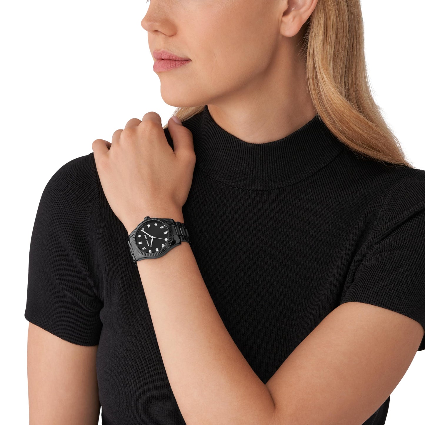 Michael Kors Stainless Steel Analog Black Dial Women Watch-Mk7442, Black Band