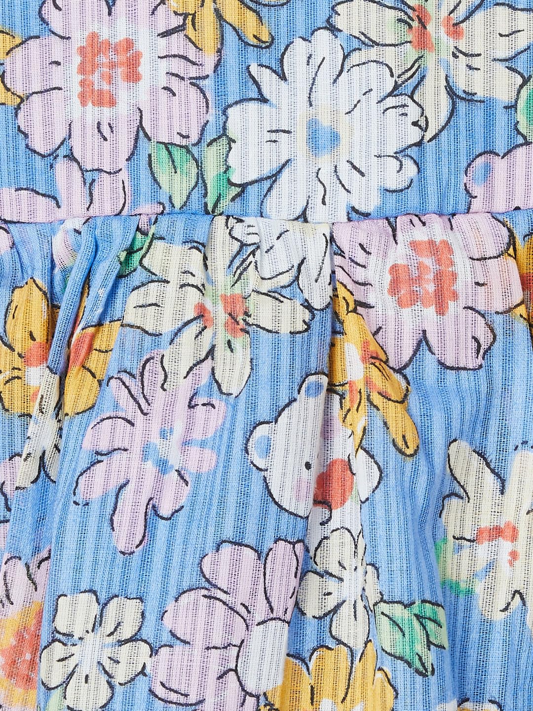 Max Girl's Cotton A-Line Midi Dress (P24ACD01A_Blue