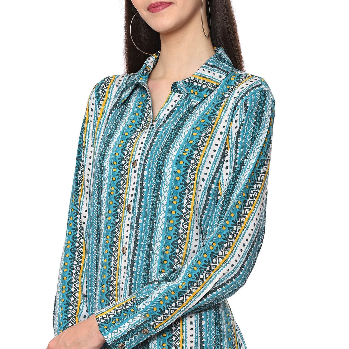 BIBA Women Printed Mix and Match(Casual D1812_Blue_34)