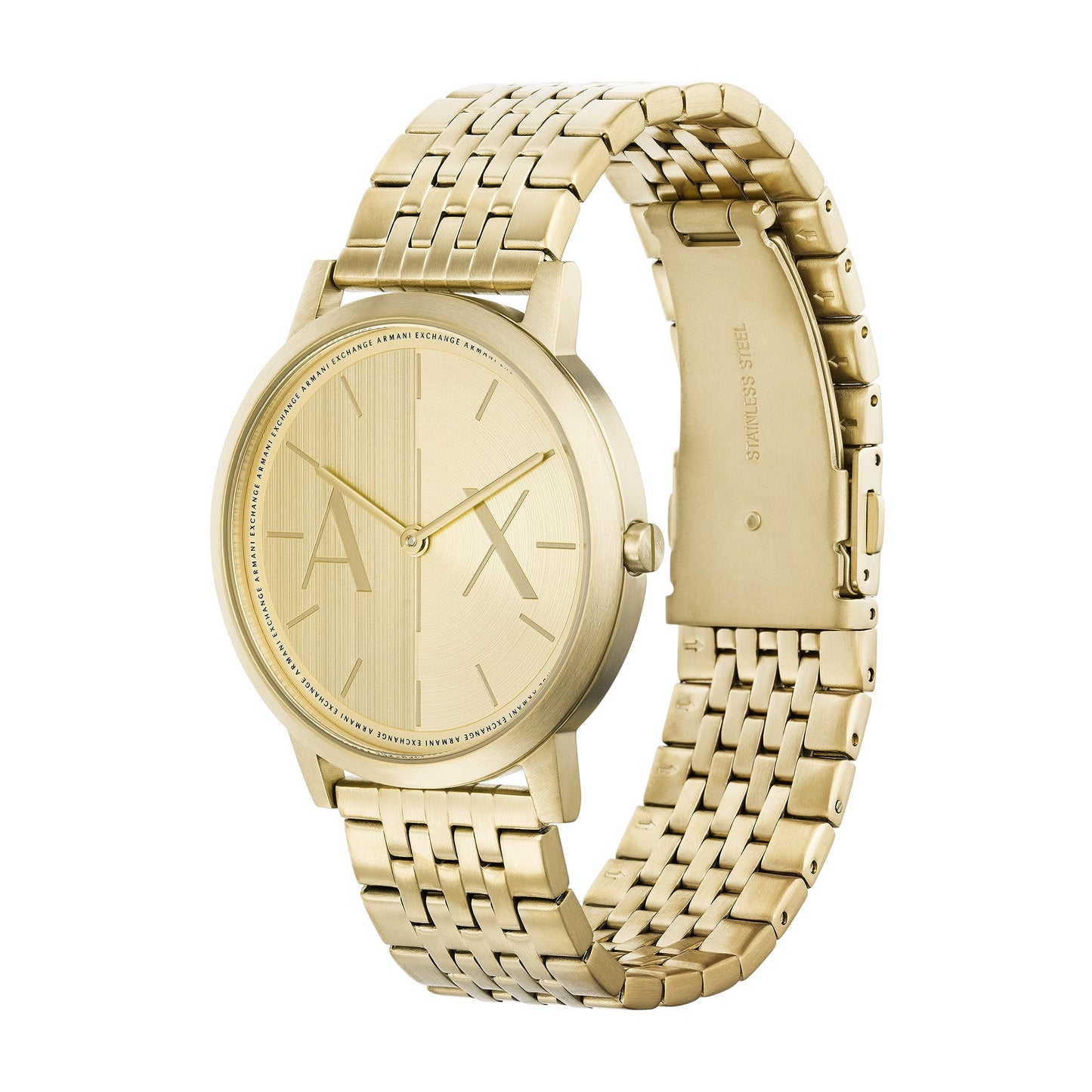 Armani Exchange Stainless Steel Analog Gold Dial Men Watch-Ax2871, Gold Band