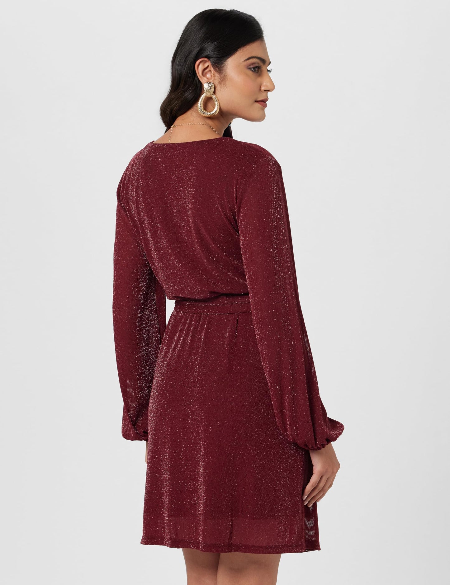 Kazo Lurex Mesh Wrap Dress Red