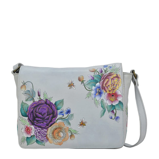 Anuschka Women’s Hand-Painted Genuine Leather Flap Crossbody - Floral Charm