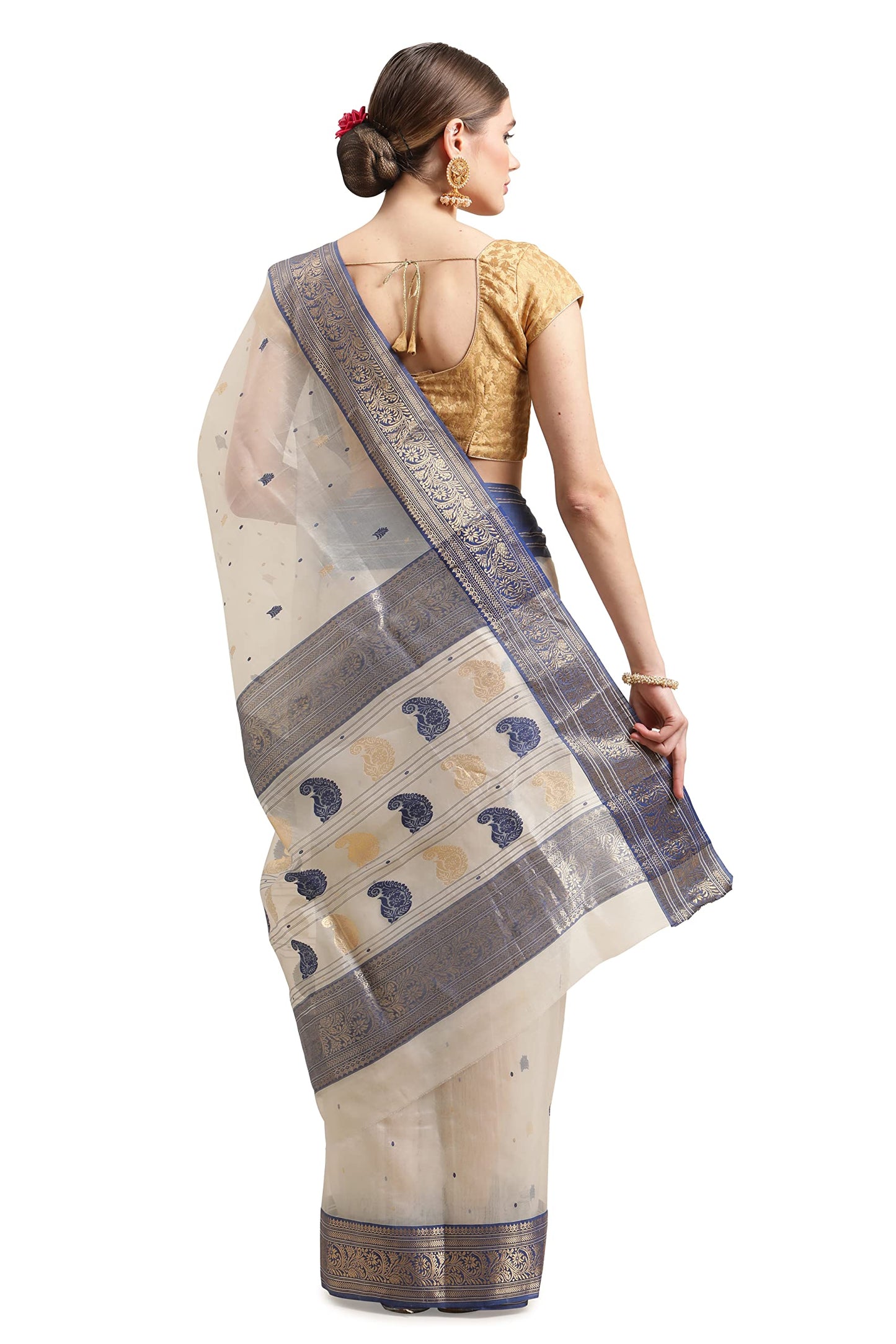 Aditri Women's Handloom Chanderi Silk Saree with Running Blouse (Multicolored)