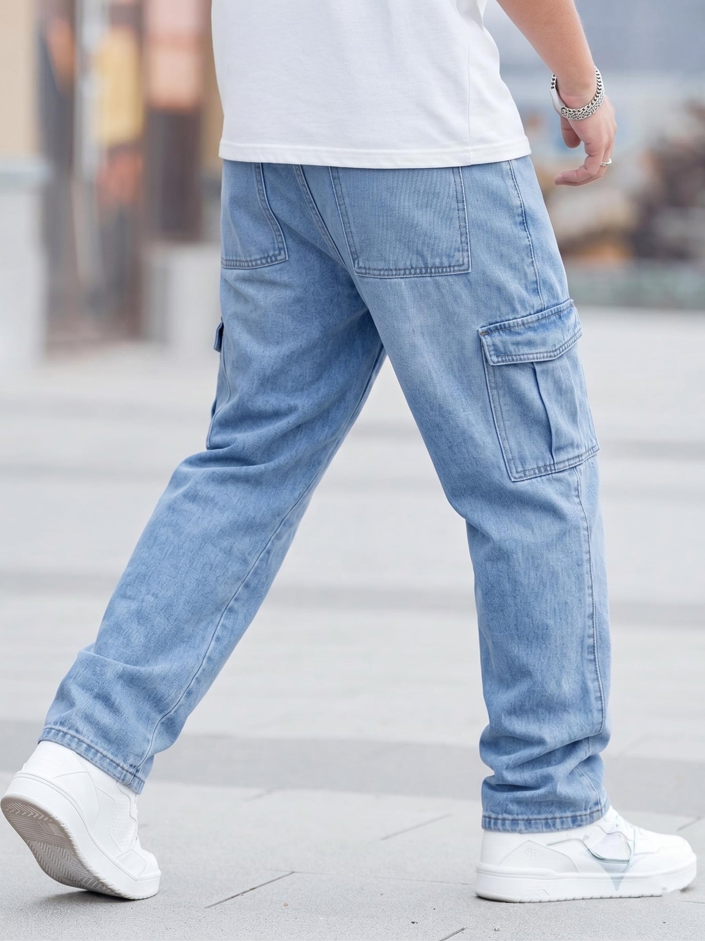 Men Loose Fit Men's Flip Pocket Cargo || Mens Stylish Cotton Loose Fit Denim Jeans || Multi-Pocket Styling || Perfect for Casual Fashion || Comfortable Classic Men's Outerwear (MDJ-3)