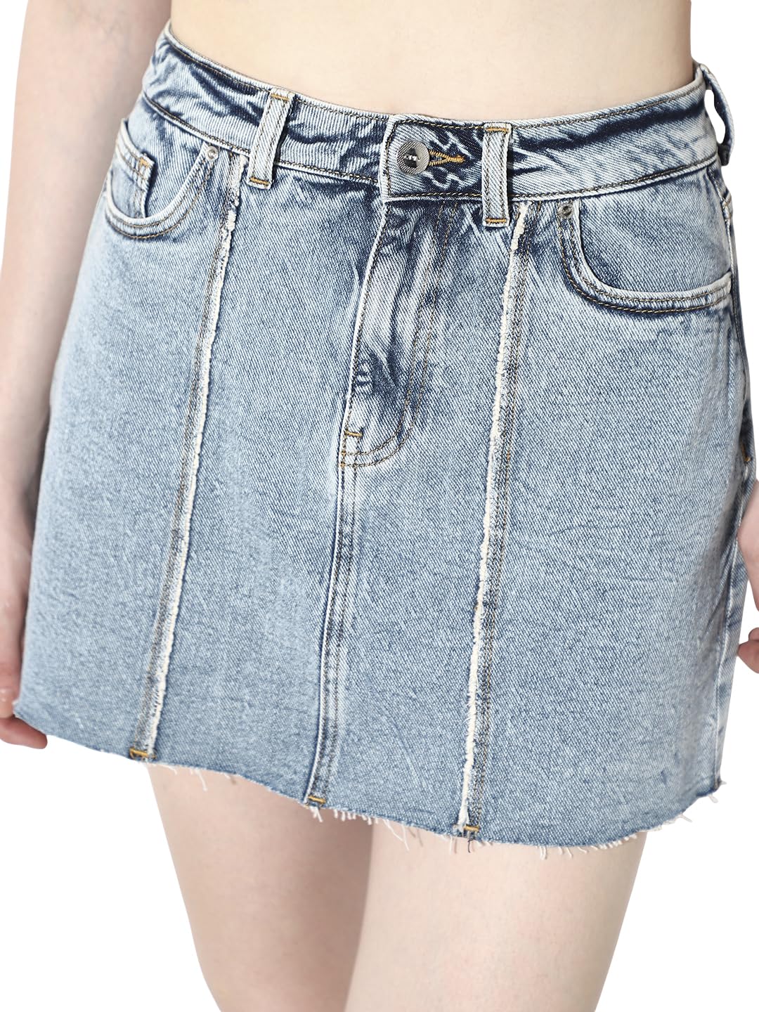 ONLY Women's Solid Flared High-Rise Blue Skirt