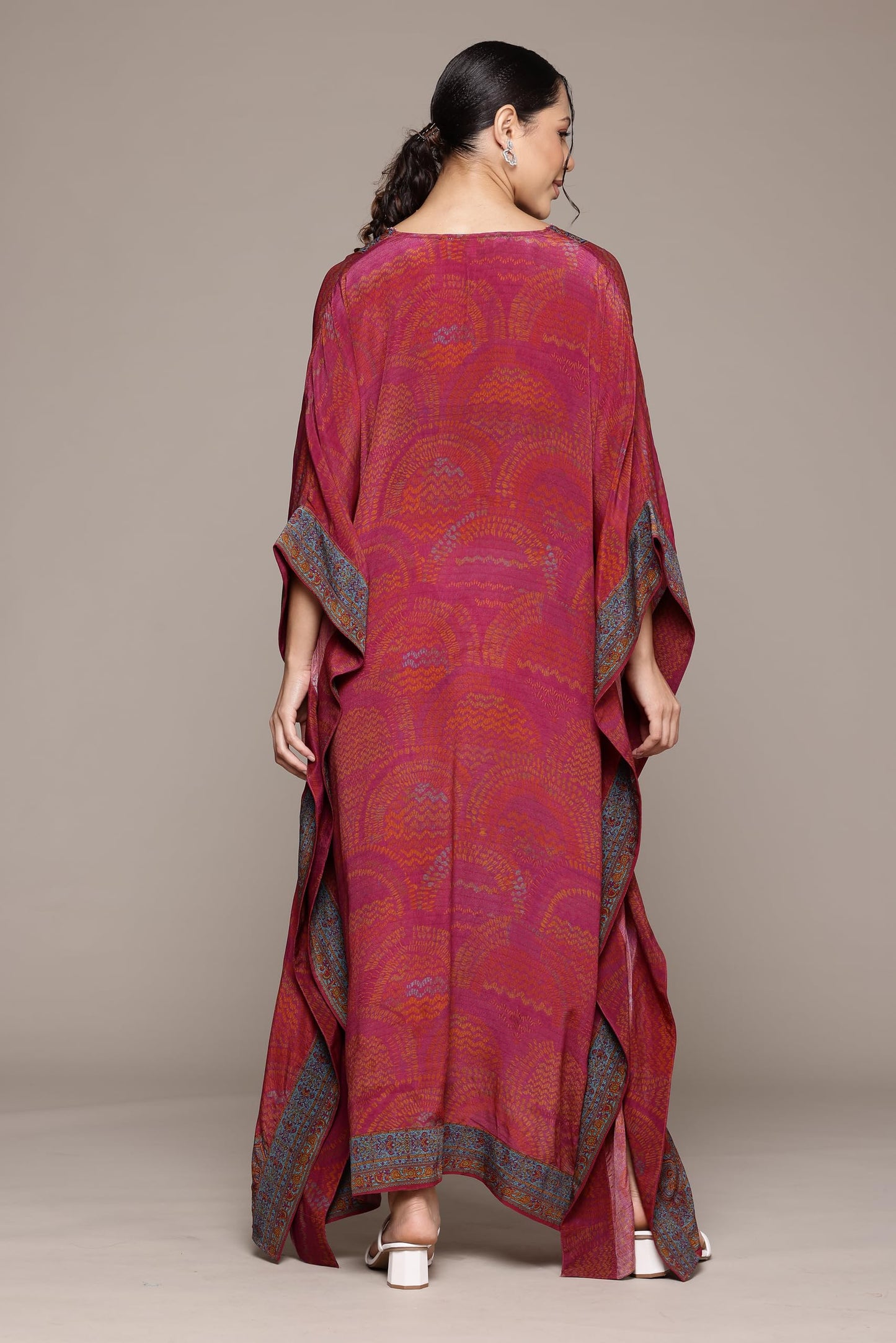 Ritu Kumar Pink Aboriginal Kaftan Dress with Camisole