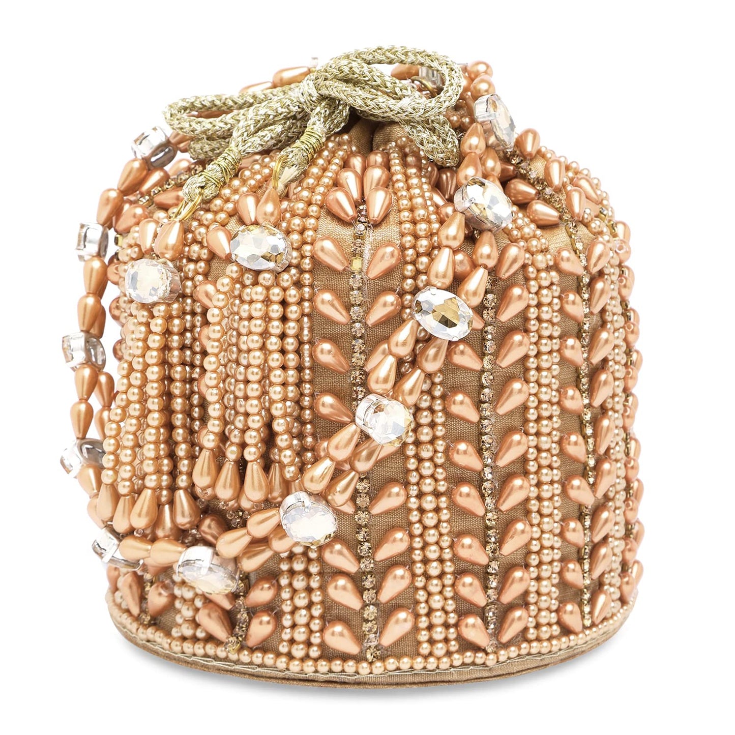 Peora Rose Gold Potli Bags for Women Evening Bag Clutch Ethnic Bride Purse with Drawstring(P36C)