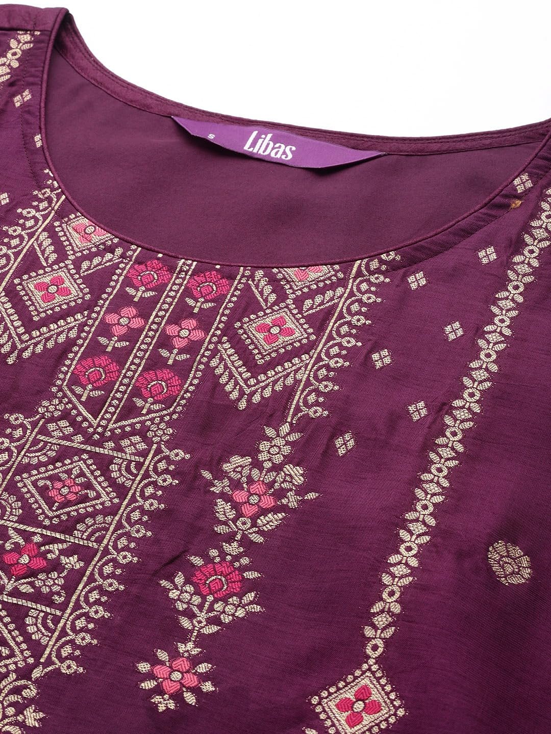 Libas Women's Silk Blend Kurta Sets (33345O_Purple