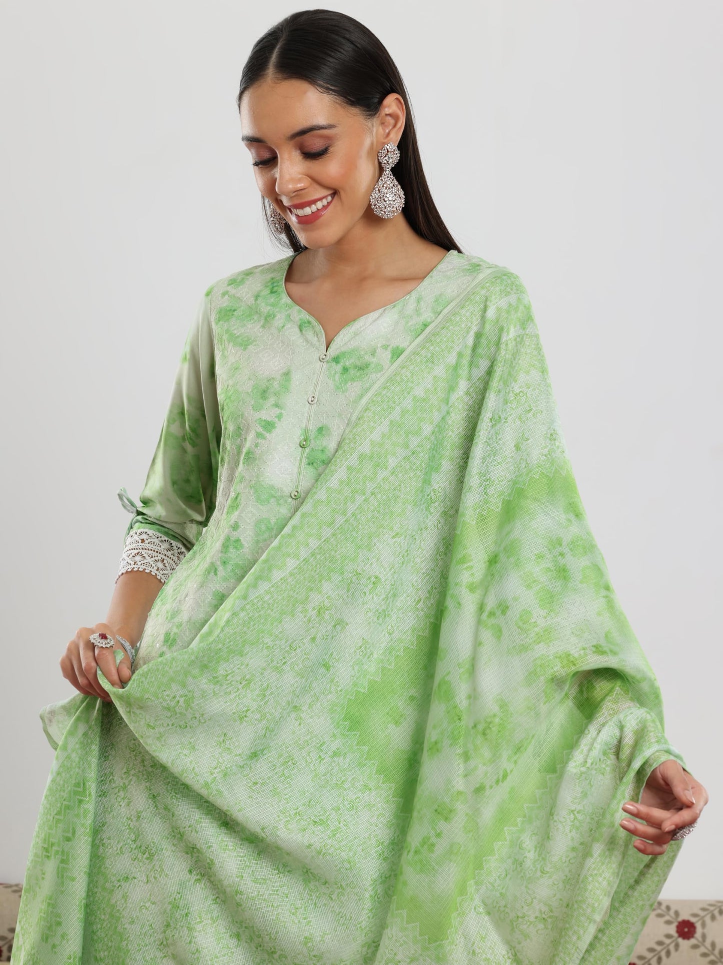 Libas Women's Cotton Blend Kurta Set (35376_Green