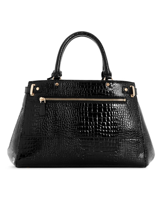 GUESS Black Solid Silvye Luxury Satchel Bag