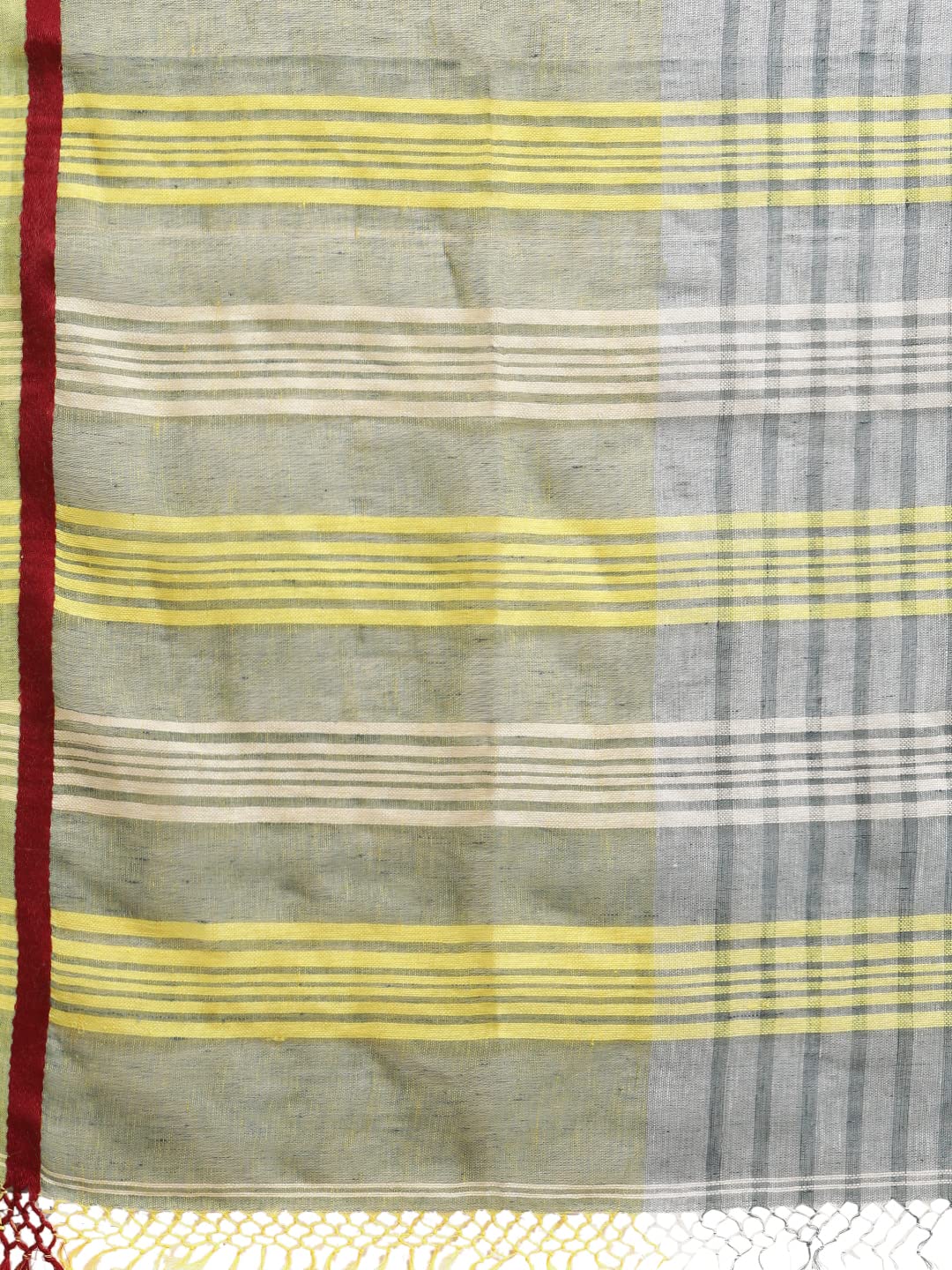 Aditri Women's Handloom Saree on Linen with Running Blouse (Multicolored)