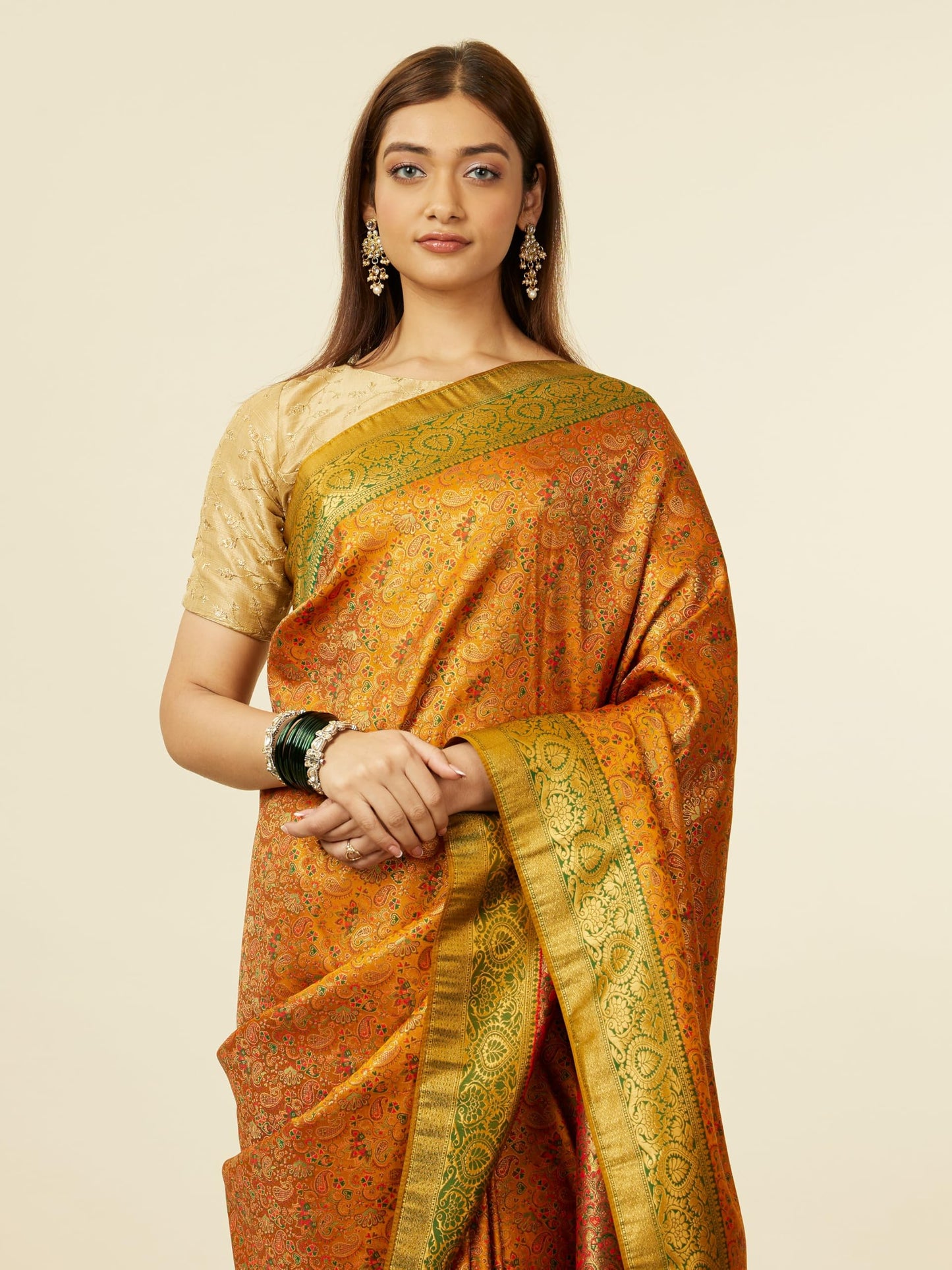 MOHEY Women's Mustard Yellow Art Silk Zari Weave Saree (MUSTARD YELLOW)