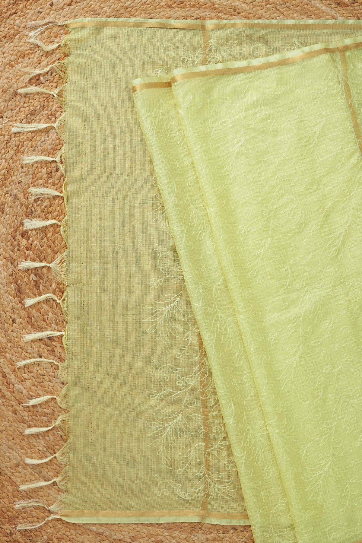 Soch Womens Yellow Kota Embroidered Dupatta With Thread Work