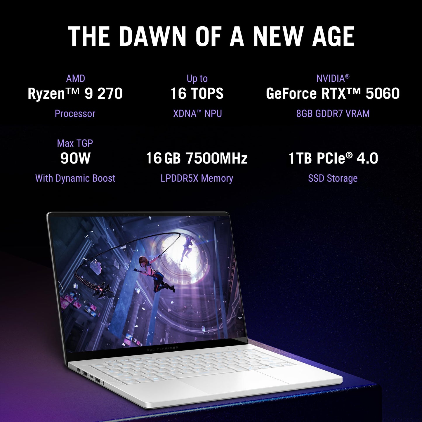 ASUS ROG Zephyrus G14,AMD Ryzen 9 270, Gaming Laptop(RTX 5060-8GB/90W TGP/16GB/1TB/3K OLED/14/120Hz/73WHrs/Windows 11/M365 Basic (1Year)*/Office Home 2024/Eclipse Gray/1.5 Kg) GA403UM-QS007WS