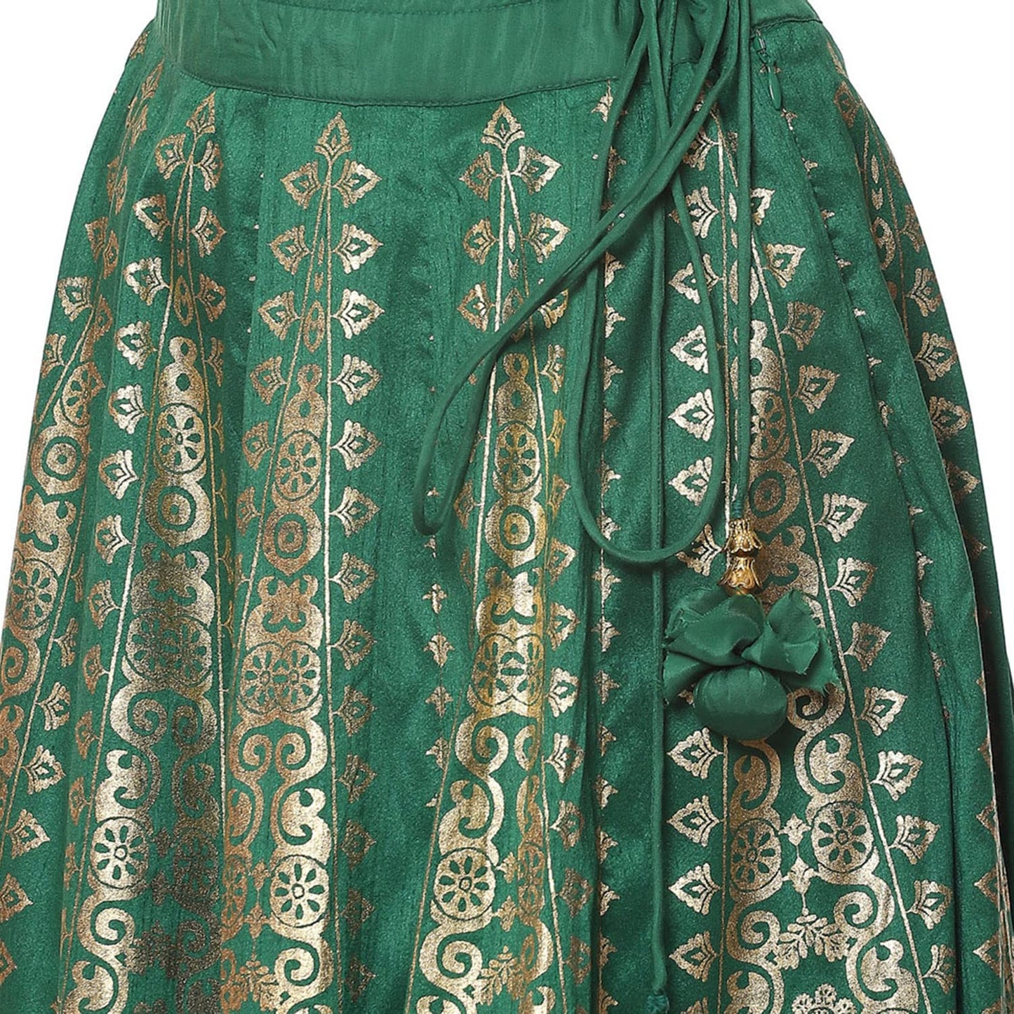 BIBA Women Printed Flared Mix and Match(SKIRTS/T18595_Green_L)