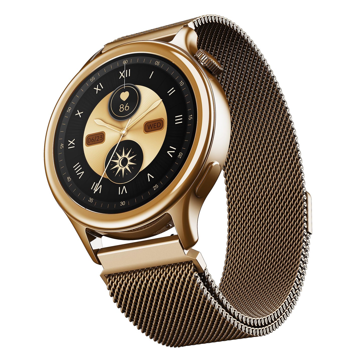 Boat Enigma Daze Women's Luxury Smart Watch w/ 1.3”(3.3cm) AuraVue Display w/ 20% Higher Brightness, Emergency SOS, Female Wellness Tracking, BT Calling, smart Watch for Women Latest (Elegant Gold)