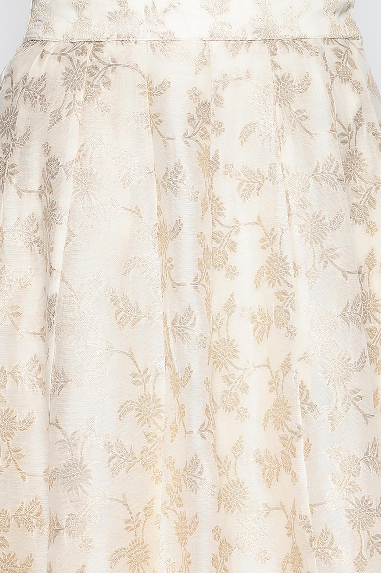 W for Woman Cream Yarn Dyed Printed Jacquard BD Skirt (Size: L)-W50510-314343