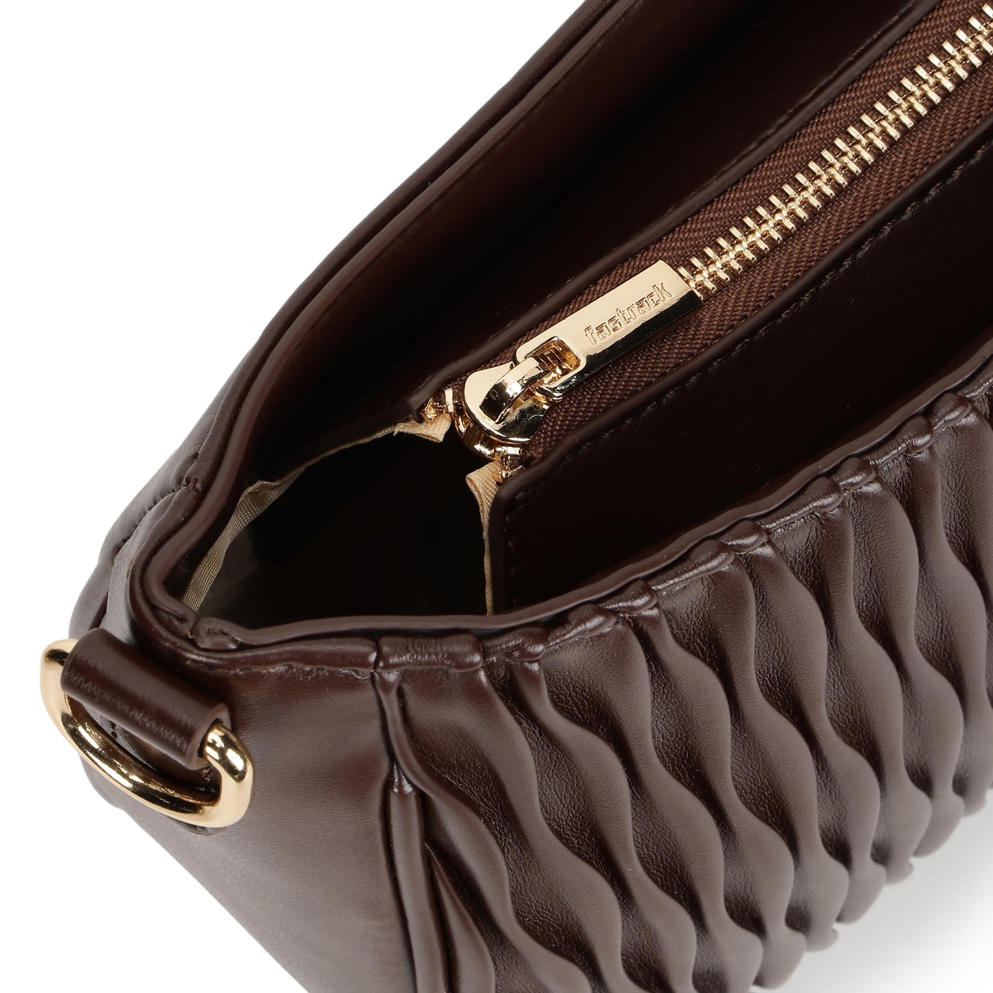 Fastrack Brown Wave Shoulder Bag for Women | Faux-Leather Handbag | Dual-Carry Shoulder & Crossbody Sling | Spacious Everyday Bag with Organizer Pockets