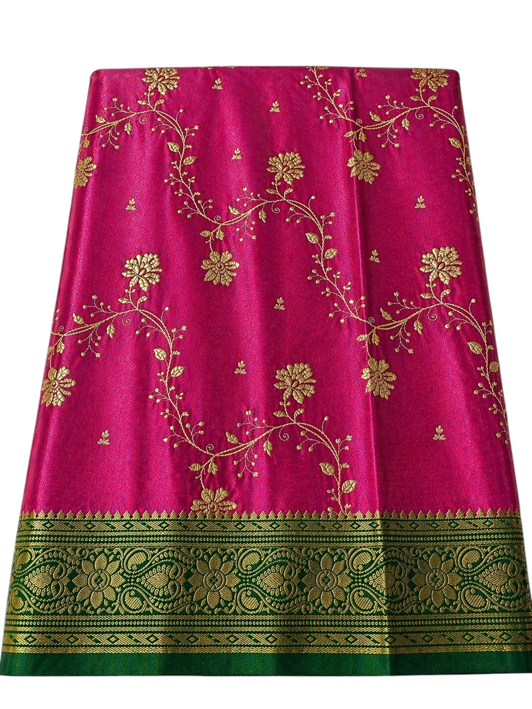 Women's Glory Banarasi Satin Silk Saree with Rich Golden Zari Floral Embroidery | Kanjivaram Style | Traditional Wedding & Festive sadi with Contrast Border | Designer Party Sari Collection (Pink)