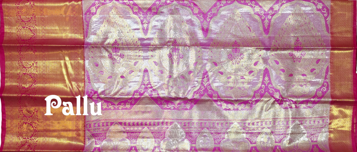 VFCollections Women's Kanchipuram Silk Pure Pattu Sarees With Blouse (VFC214-3)