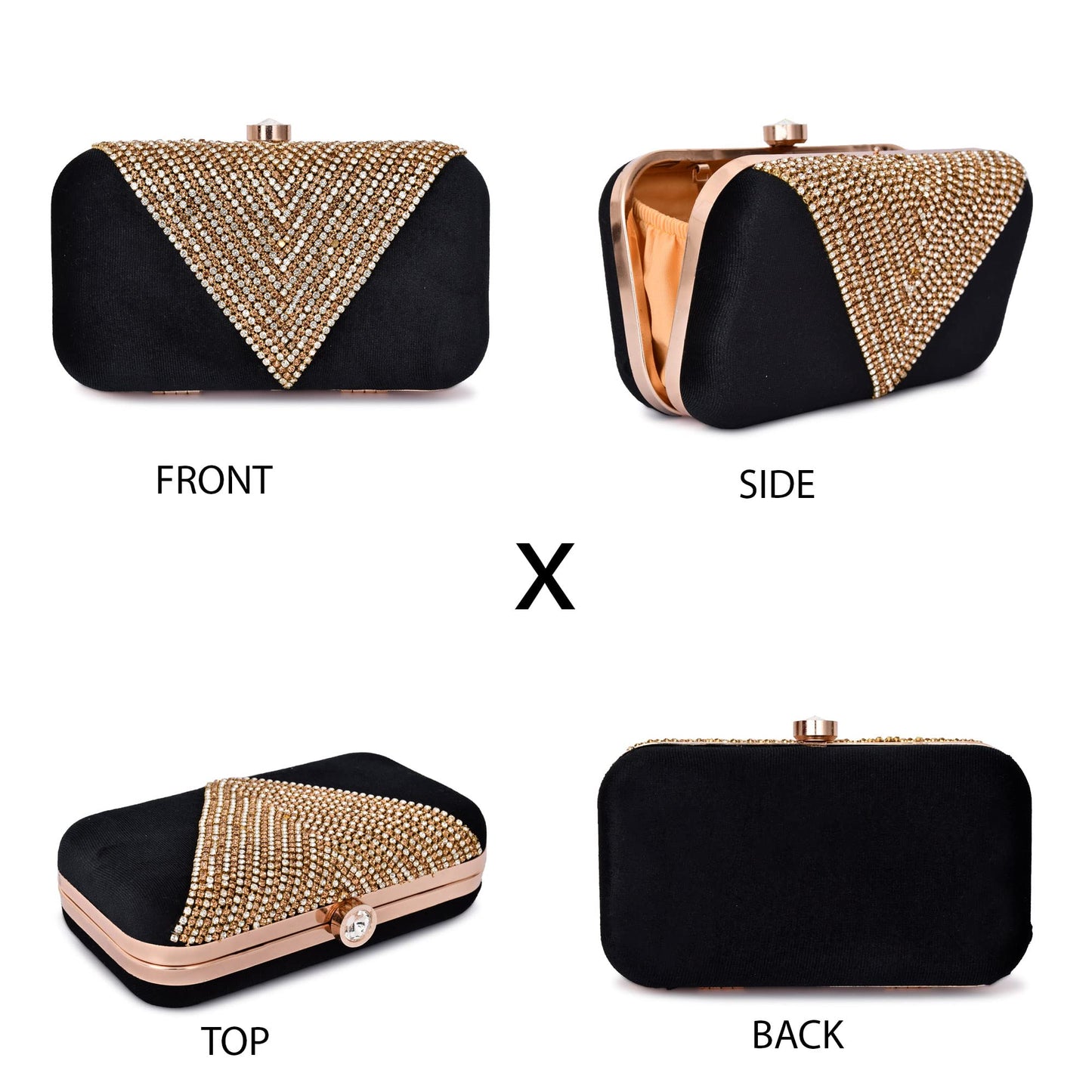 For The Beautiful You Black Embroidered Women's Clutch (410)