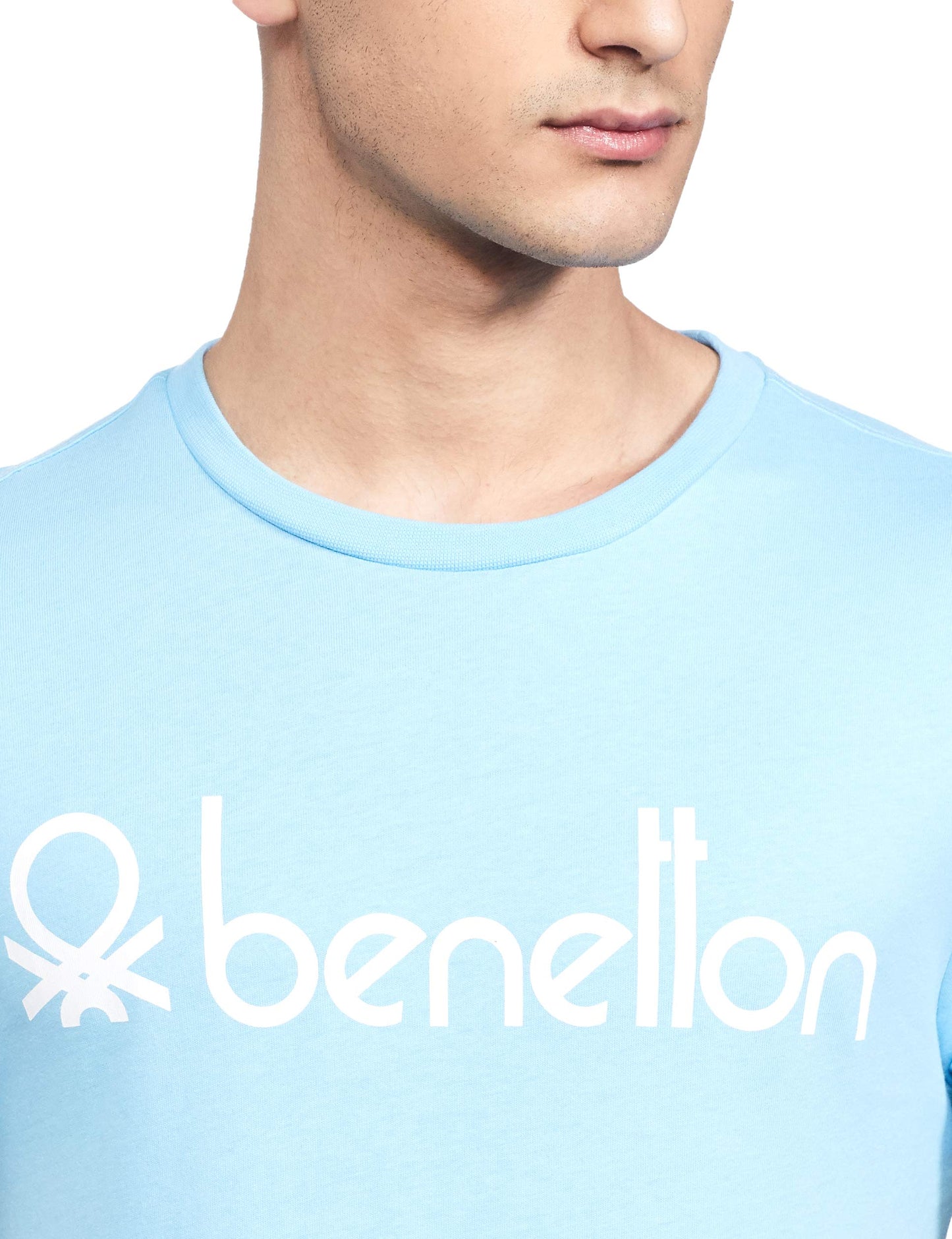 United Colors of Benetton Men's Slim T-Shirt (3099J7106I903_Sky Blue L)