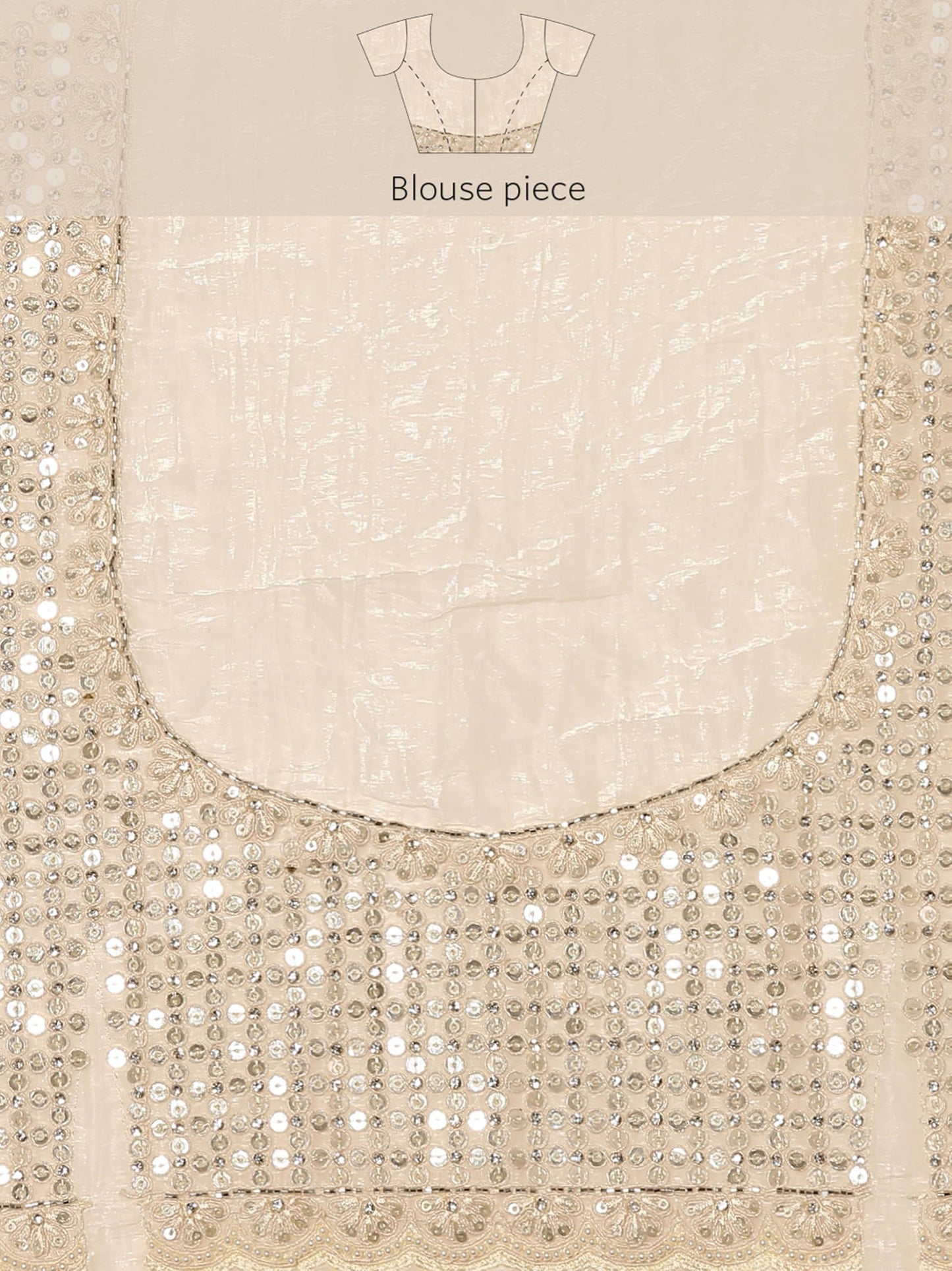 MOHEY Women's Cream Chiffon Hand Embroidered|Moti Work|Stone Work Saree