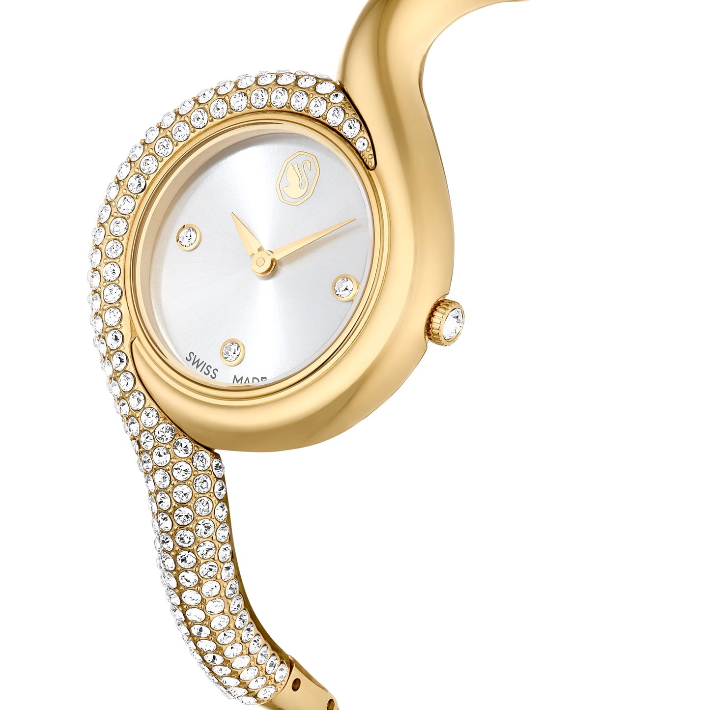 Swarovski Women's Dextera Asymmetric Watch, Swiss Automatic, Gold Tone Metal Bracelet, 29mm Case, Gold Dial, Sapphire Crystal, Foldover Clasp
