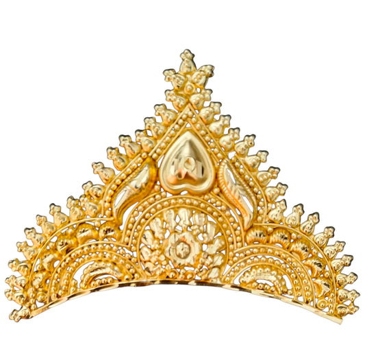BengCraft Bengali Bridal Mukut Crown Golden Hair Accessories Wedding for Women Big Size Tiara Taj for God and Goddes Idols Krishna Laddu Gopal Durga Devi Maa