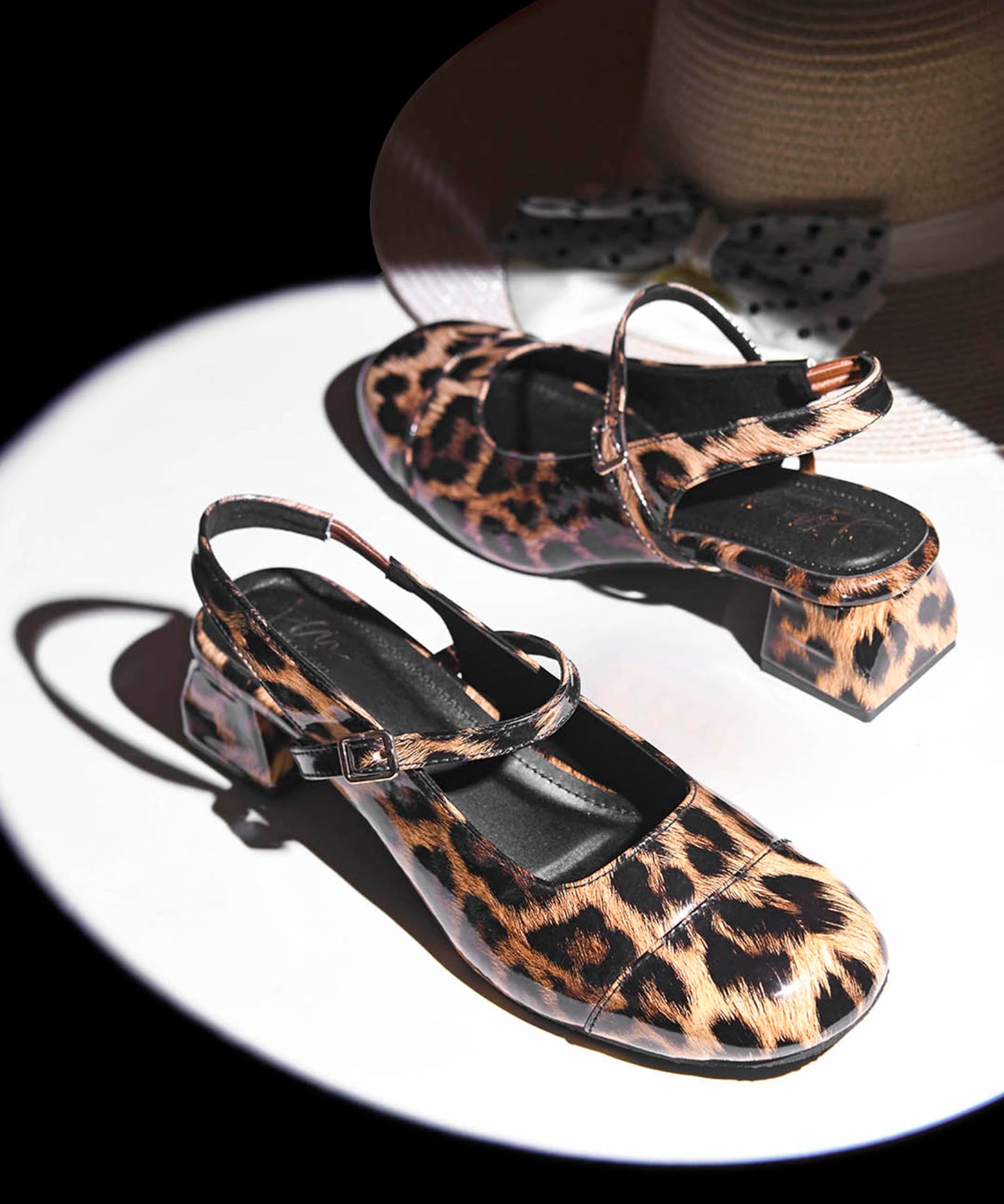 JM LOOKS Animal Print Slingback Low-Block Heel for Trendy Casual Wear