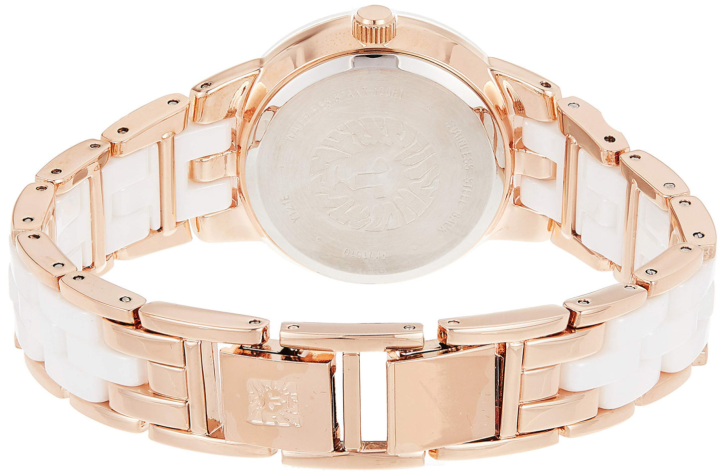 Anne Klein Women's AK/1610WTRG Diamond Dial Rose Gold-Tone and White Ceramic Bracelet Watch