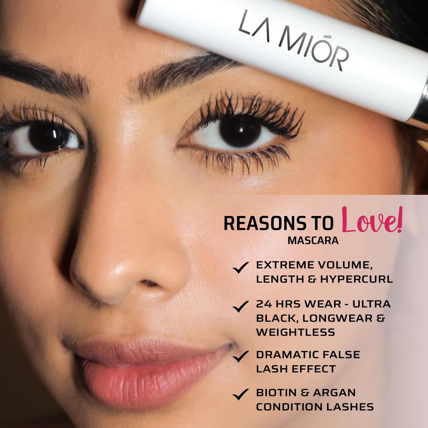 LA MIOR What The Lash! Mascara & Flexilift Brow Gel Duo - Extreme Volume + Length + Hypercurl, 24 Hr Wear, Waterproof, False Lash Effect, 2-in-1 Tinted Brow Lift with Biotin & Argan (Ultra Black)