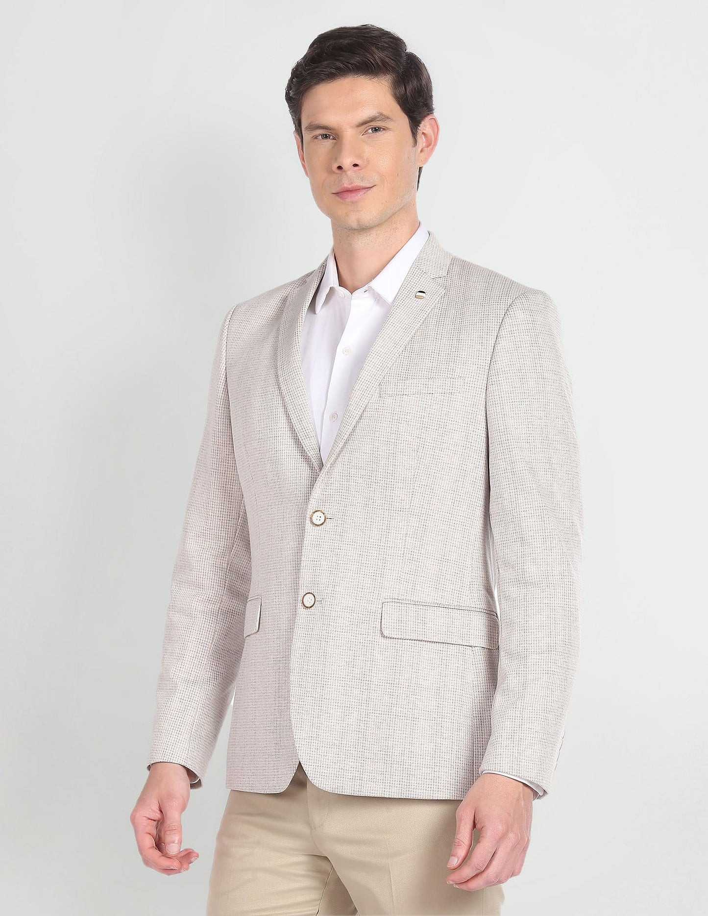 Arrow Men's Single Breasted Slim Blazer (ARAGBZ5003_Beige