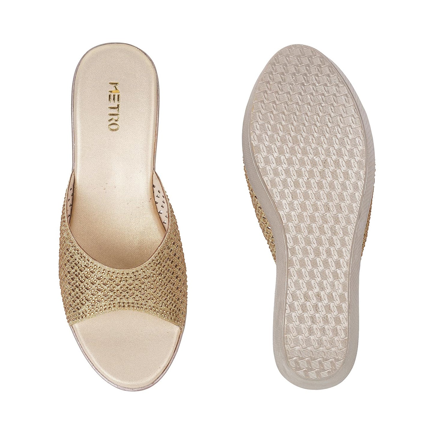 Metro Women Gold Synthetic Sandals - EU/36 UK/3-35-4634