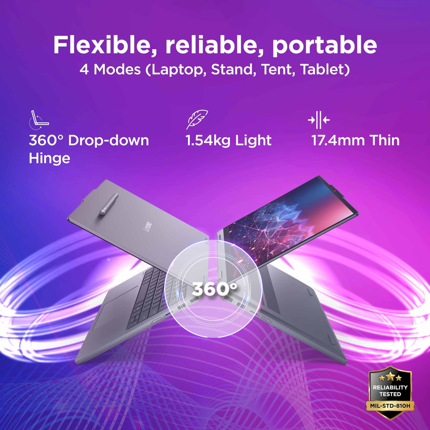 Lenovo IdeaPad 5 2-in-1 Convertible Laptop Intel Core Ultra 5 322 16GB RAM 512GB SSD 14" (35.5cm) WUXGA IPS Copilot+PC Windows 11 MS365 Basic+Office 2024 Lenovo Pen 2 1Yr ADP Grey 1.54Kg 83UG000HIN