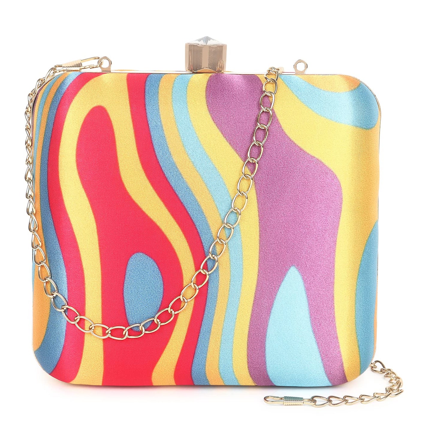 SWISNI Casual Printed Box Clutch II Women's Traditional Designer Clutch For Women & Girls II PRINTED CLUTCHES (Multi3)