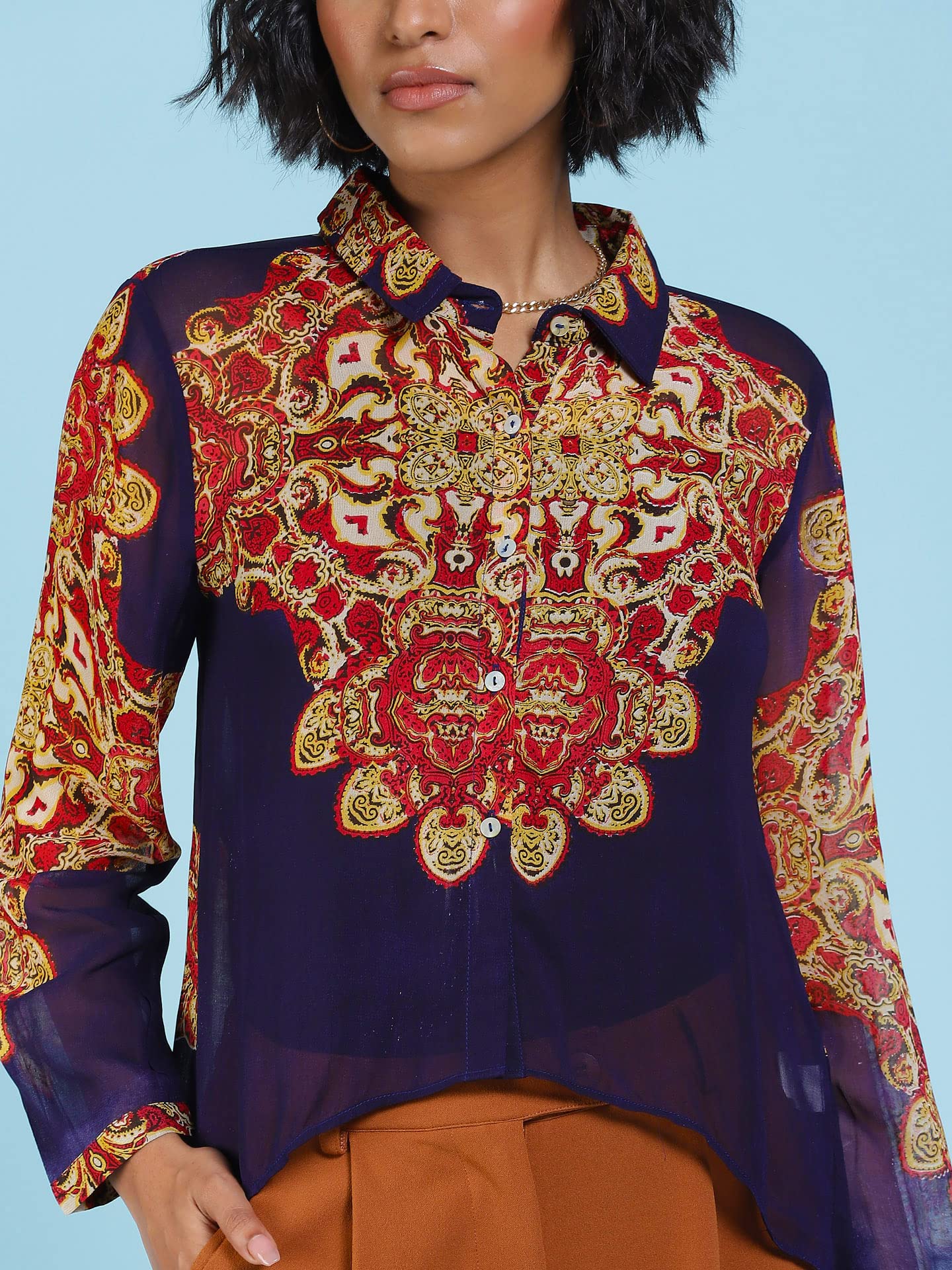 Label RITU KUMAR Women's Relaxed Fit Shirt SHTVGT01N29166861-NAVY-S