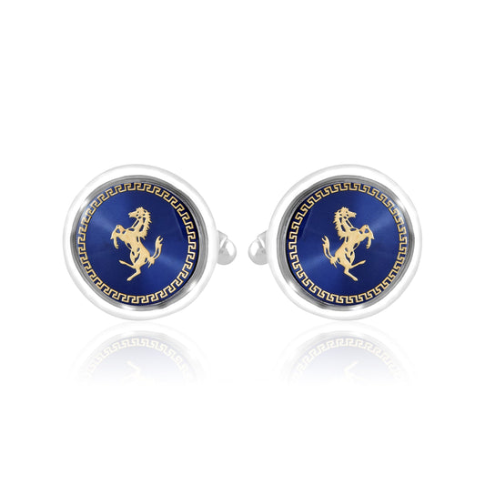 MIAMI Jewellery Cuff Links Cufflinks Set for Mens Boys Man Boy Formal Shirts Cufflinks for Men Blue Horse Valentine Gifts - Cufflink-M9103