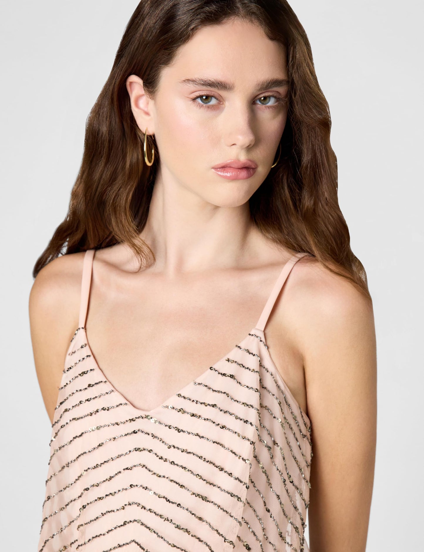 Adrianna Papell Women's Missy Long Blouson Dress, Blush/Gold/Pink, 2