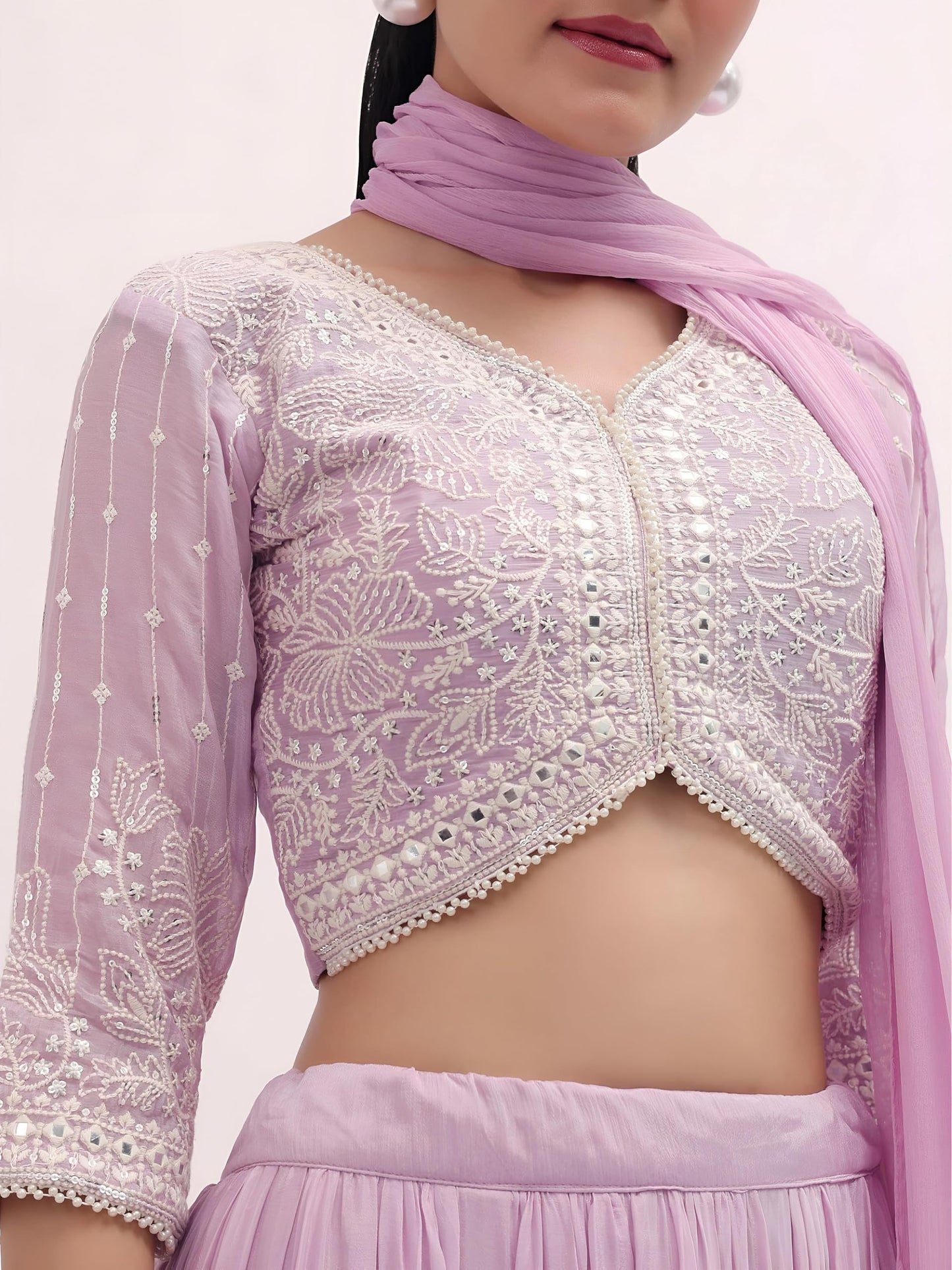 Zeel Clothing Women's Sequins Thread Embroidered Georgette Designer Lehenga Choli with Dupatta (5127-Womens-Lehenga-Choli-Latest; Free Size) (Pink)