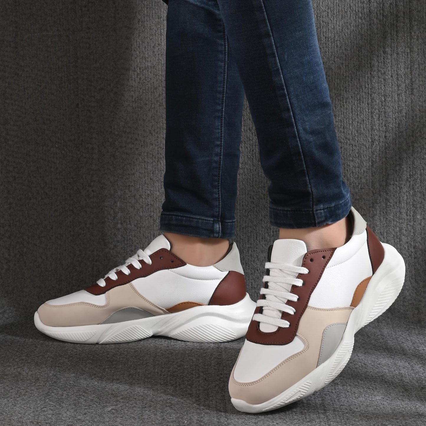 Cruiser Men's Fleix Beige Chunky Sneakers_9 UK (2528-6)