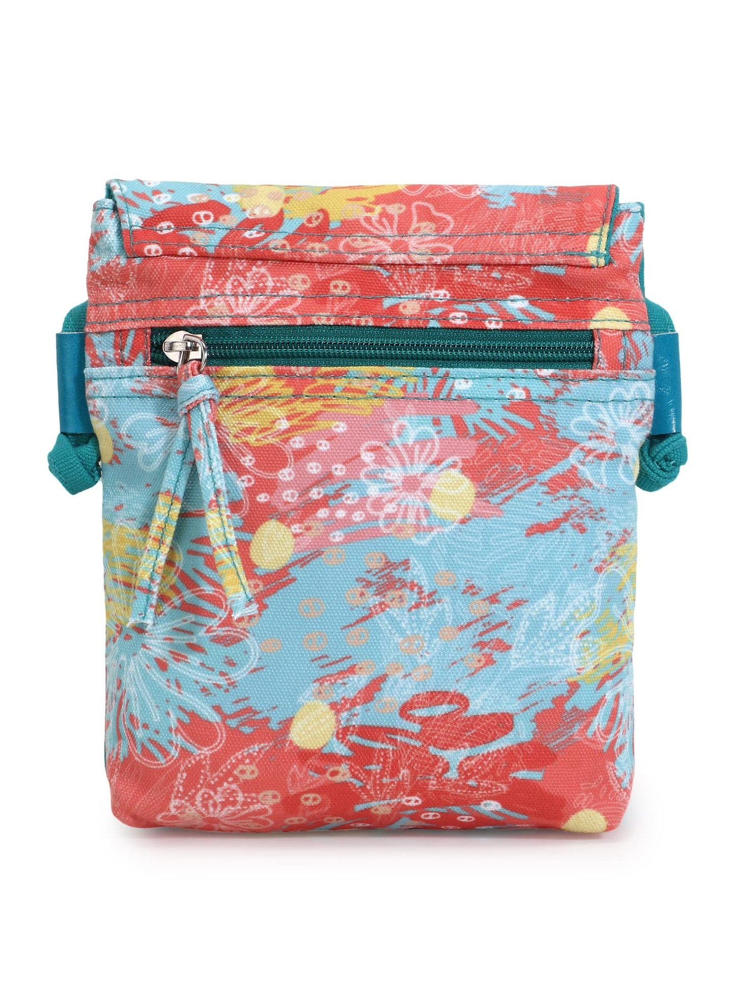 Anekaant Rangoli Turquoise & Multi Polycotton Floral Digital Printed Sling Bag
