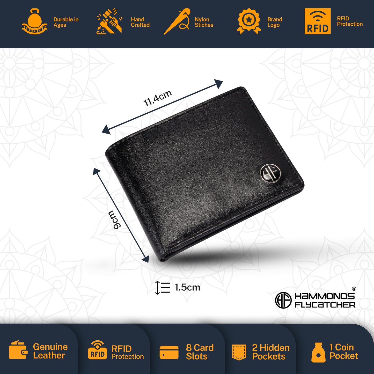 HAMMONDS FLYCATCHER Gift for Men Combo - Genuine Leather Wallet and Belt Combo Box - Leather Belt- Birthday Special & Unique Gift Ideas for Husband, Boyfriend, Teachers, Father - Blics Black