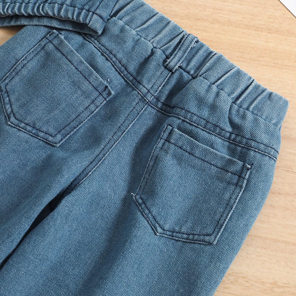 Hopscotch Girls Sleeveless Graphic Print Blue Color Jeans set (2-3 Years)