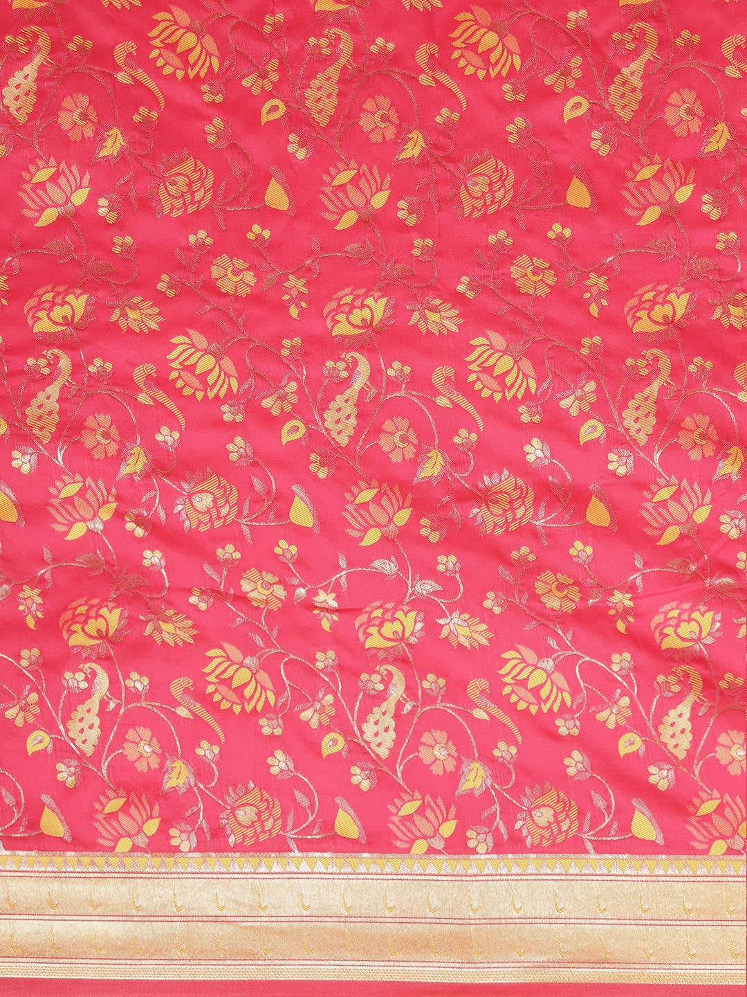 Panzora Women's Paithani Silk Saree With Unstitched Blouse Piece (Gajri-Pink)