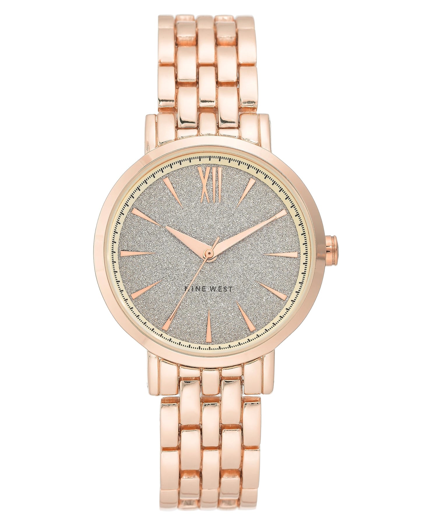Nine West Women's Rose Gold-Tone Bracelet Watch, Analog Display, Metal Band, Limited Movement, Water Resistant, NW/2402GLRG