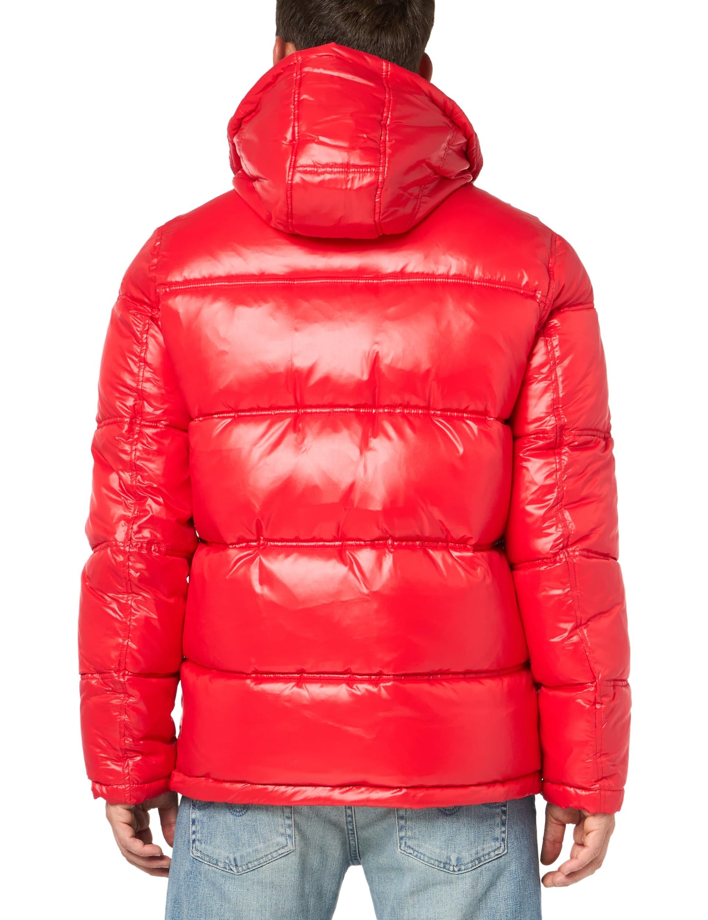 GUESS Men's Warm Rain Resistant Puffer, Red, XXL