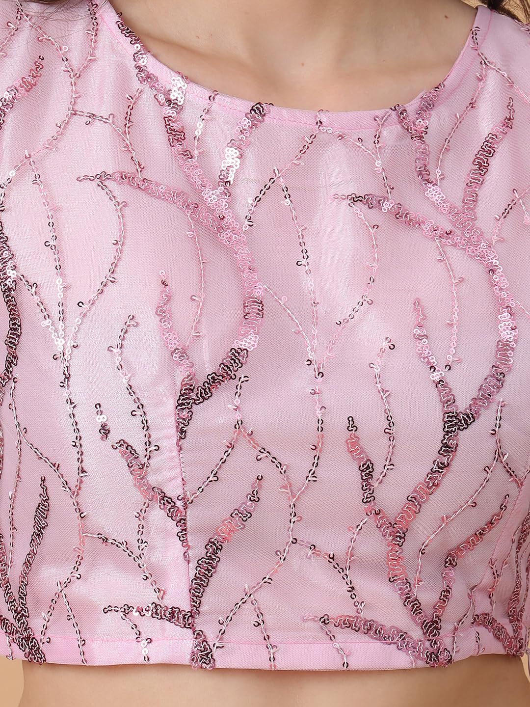 Frolic Rolic Lavender Net Sequins Embellished Blouse (FRBLS-004_L)